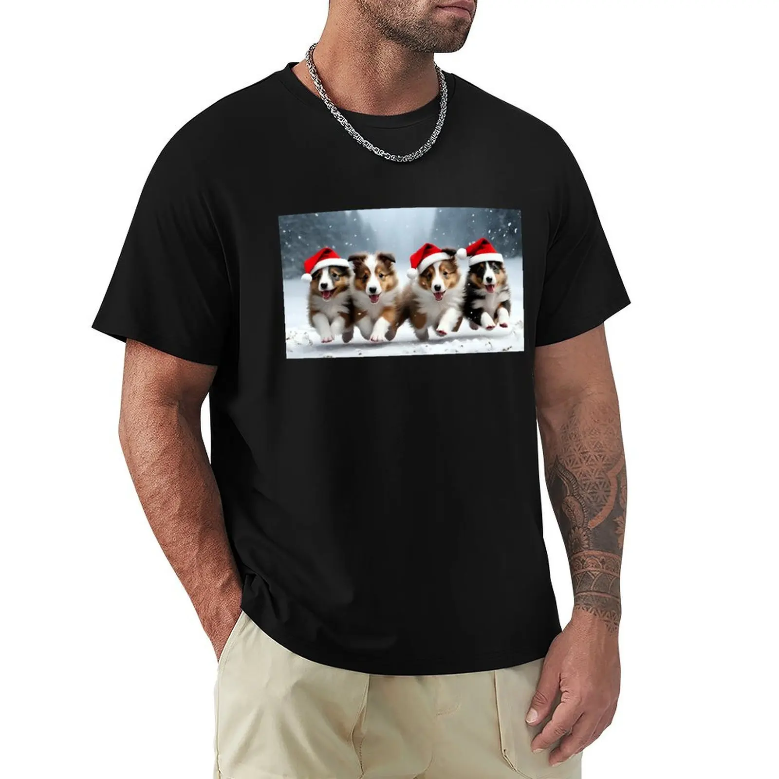 

Shetland sheepdog puppies running in the snow T-Shirt Halloween Theme T-Shirt