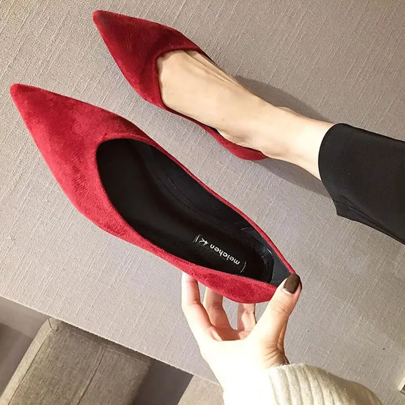 Red Office Low Heel Elegant Pointed Toe Women\'s Summer Footwear Shoes for Woman 2024 Black Stylish Slip on With Discount A Young