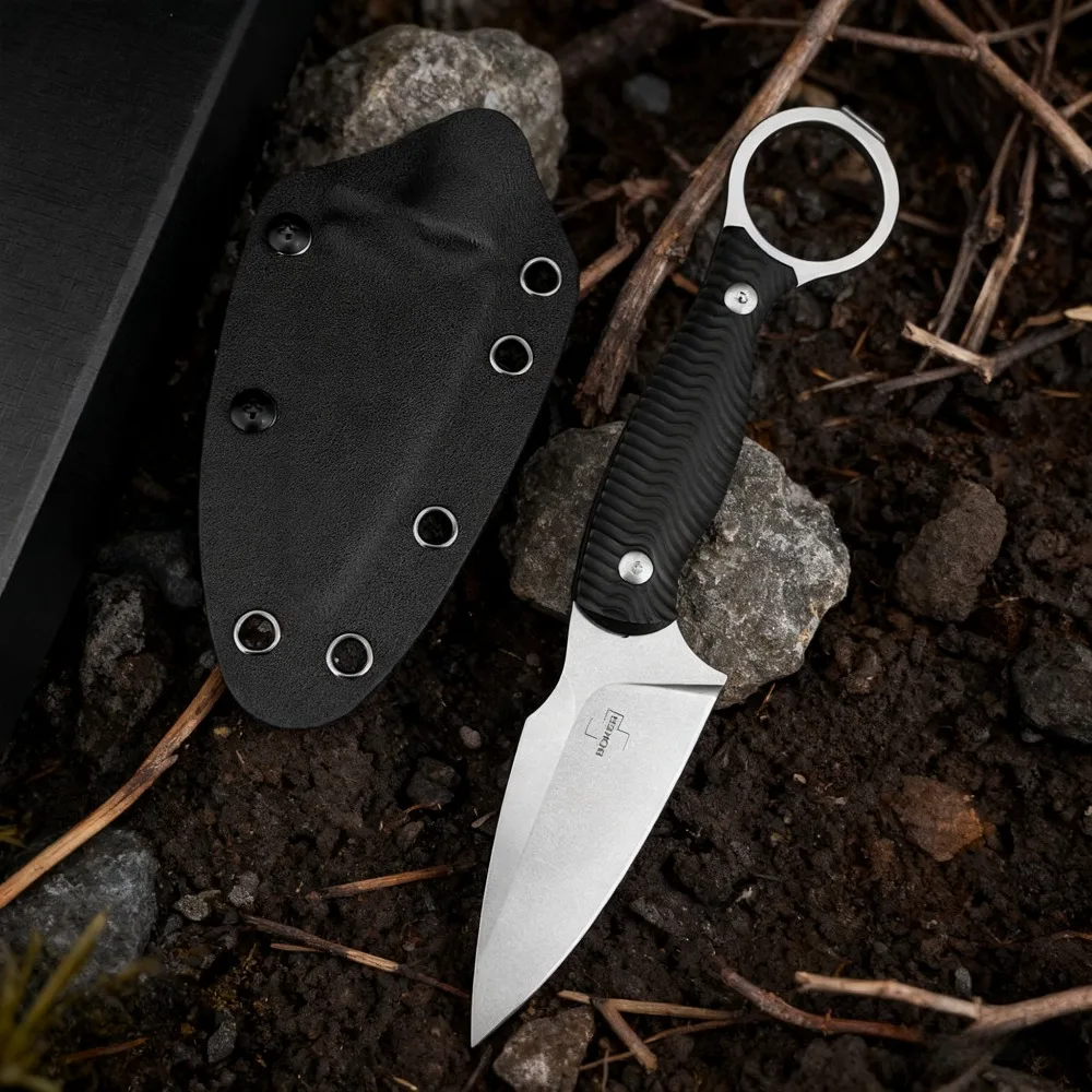 

Fixed Blade Knife 3.14-inch 7Cr13Mov Blade, Black G10 Handle, Outdoor EDC Knife, with Sheath, Hiking Hunting Self-defense knife