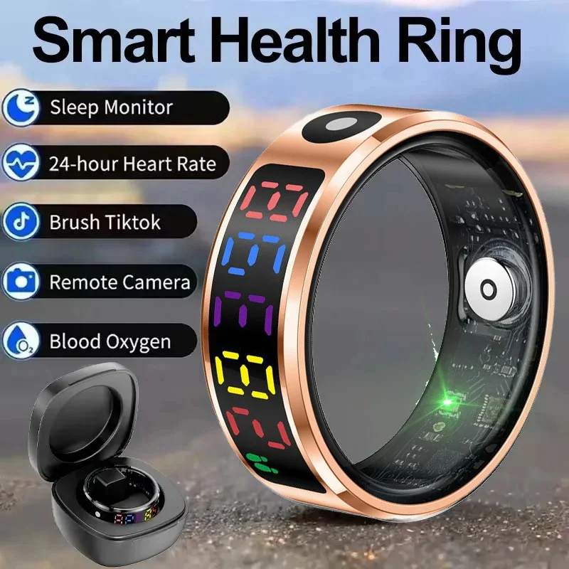 

Colorful Screen Fashion Smart Ring Health Tracker Blood Oxygen Men Women Multi-Language Smart Touch Hand Gestures Brush Tiktok