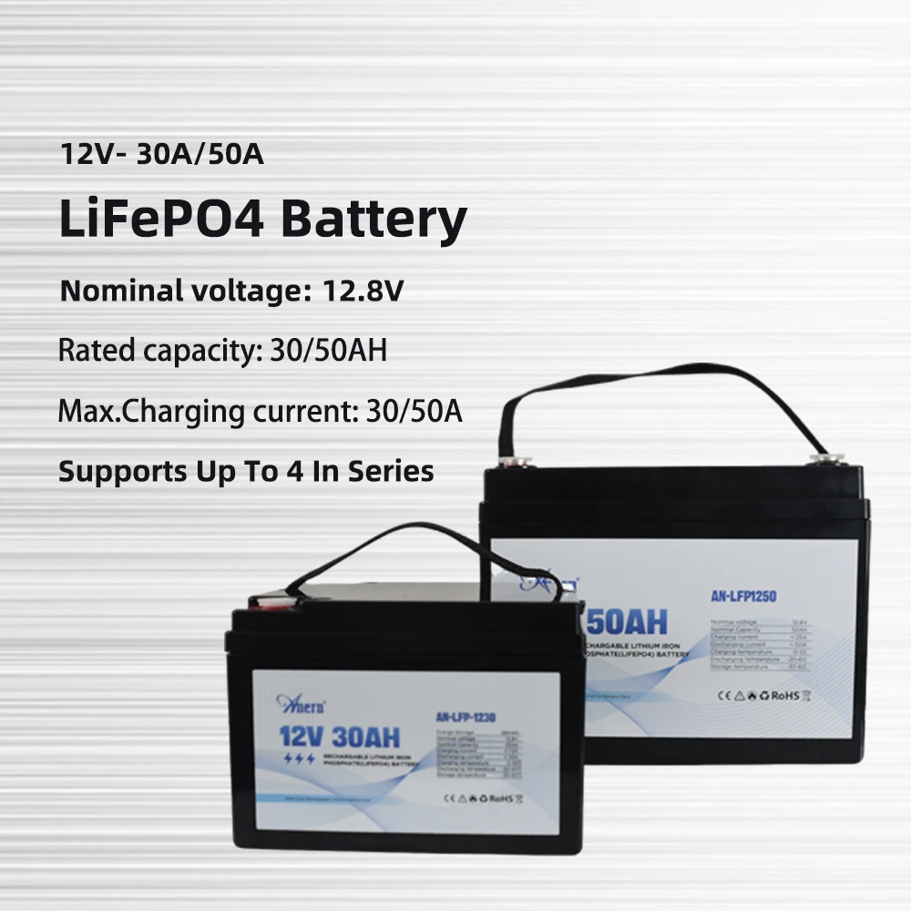 12V LiFePO4 Battery 50AH Built-in 50A BMS 4000 Cycles For Home Storage Solar RV Golf Cart Boat