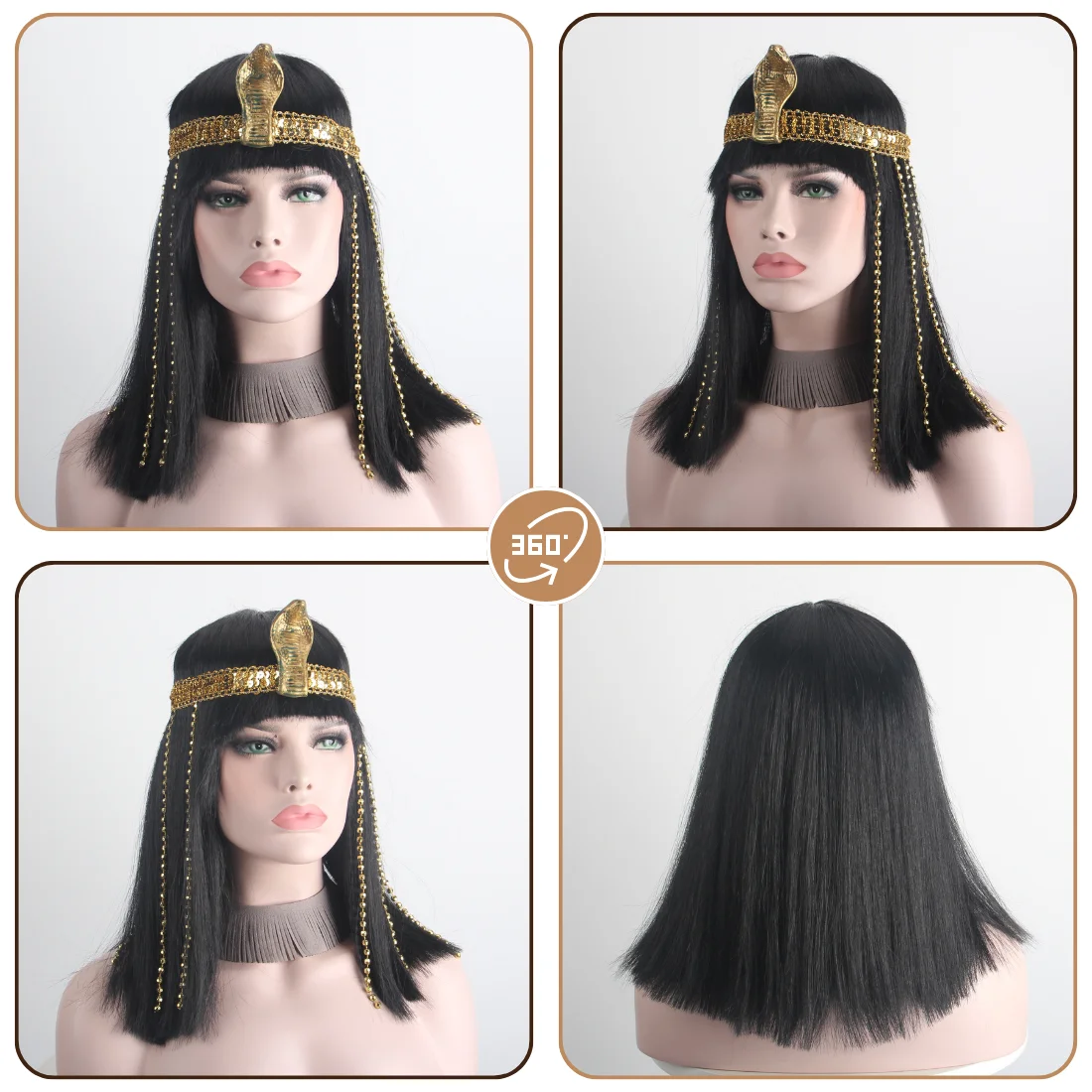 Queens of Egypt  Black Wigs for Women With Snake Accessories Party Synthetic Halloween Costumes Cosplay Wigs Manufacturer