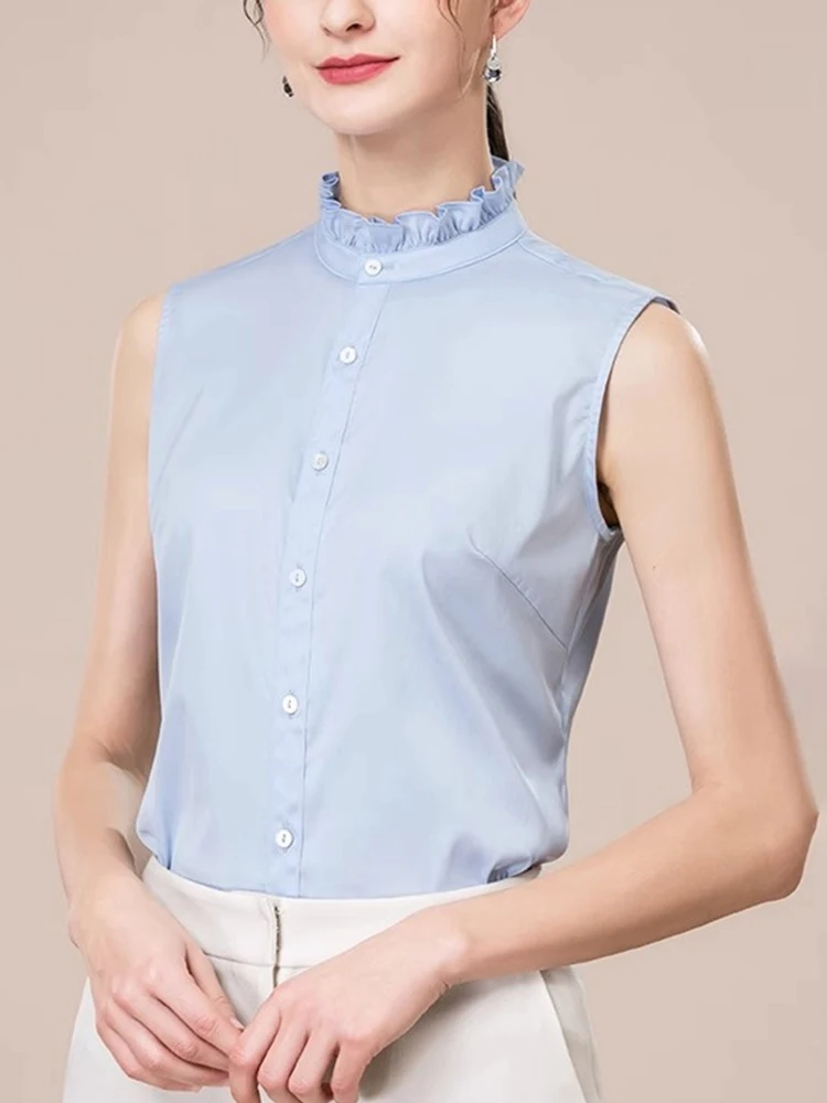 Ele Svel irt Commute Colletto rialzato in legno antietà Colore puro Primavera Sle Top dimagrante Faion da donna