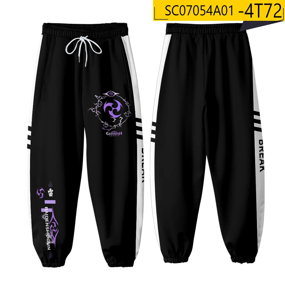 Jogo genshin impacto raiden shogun cosplay traje 3d impressão joggers calças homens/mulheres casuais harajuku hip hop sweatpants