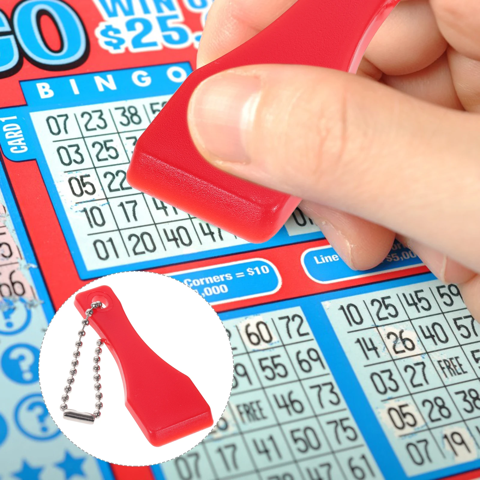 Lottery Ticket Scratcher Plastic Compact Lightweight Durable Premium Material Multipurpose Key Ring Storage Craft Decoration