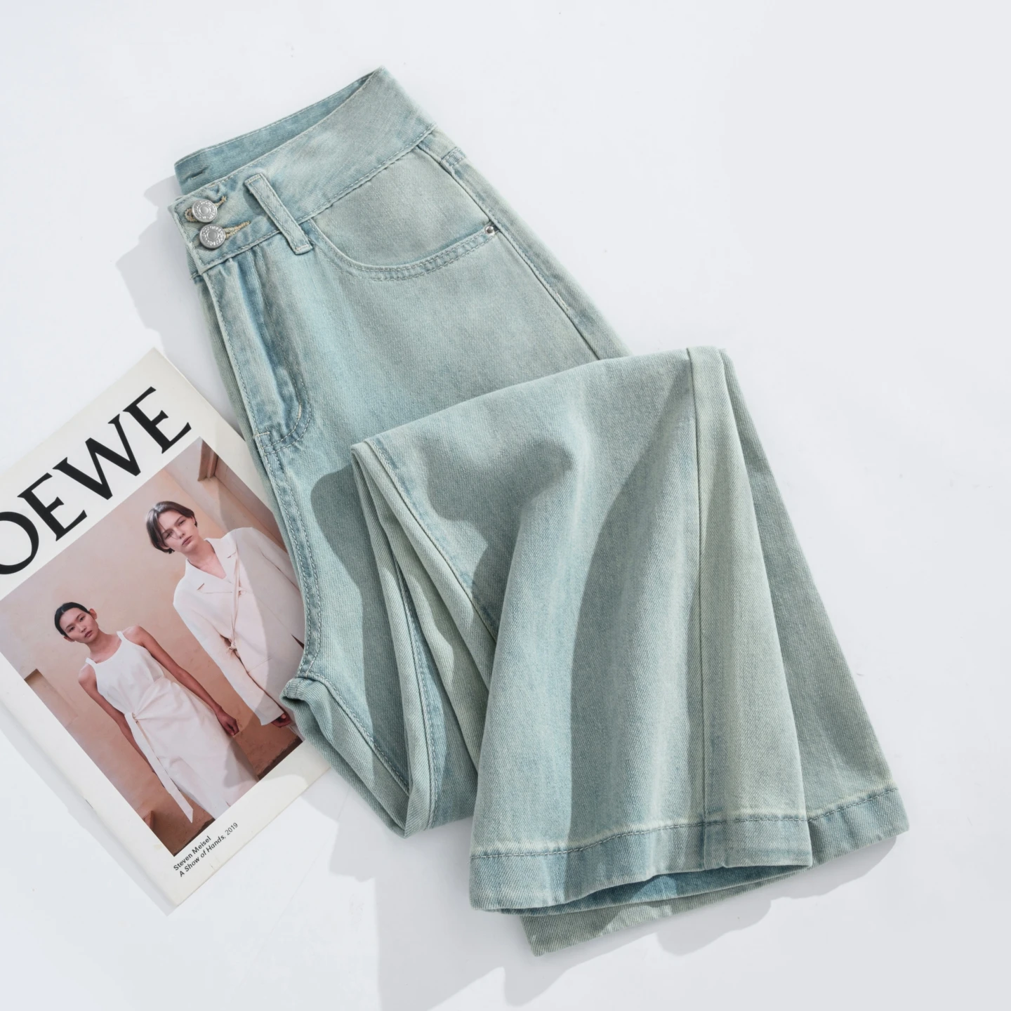 Summer Brand Lyocell Breathable Lightweight Women's Casual Loose Jeans Classic Double Button Girl High Waist Thin Wide Leg Pants