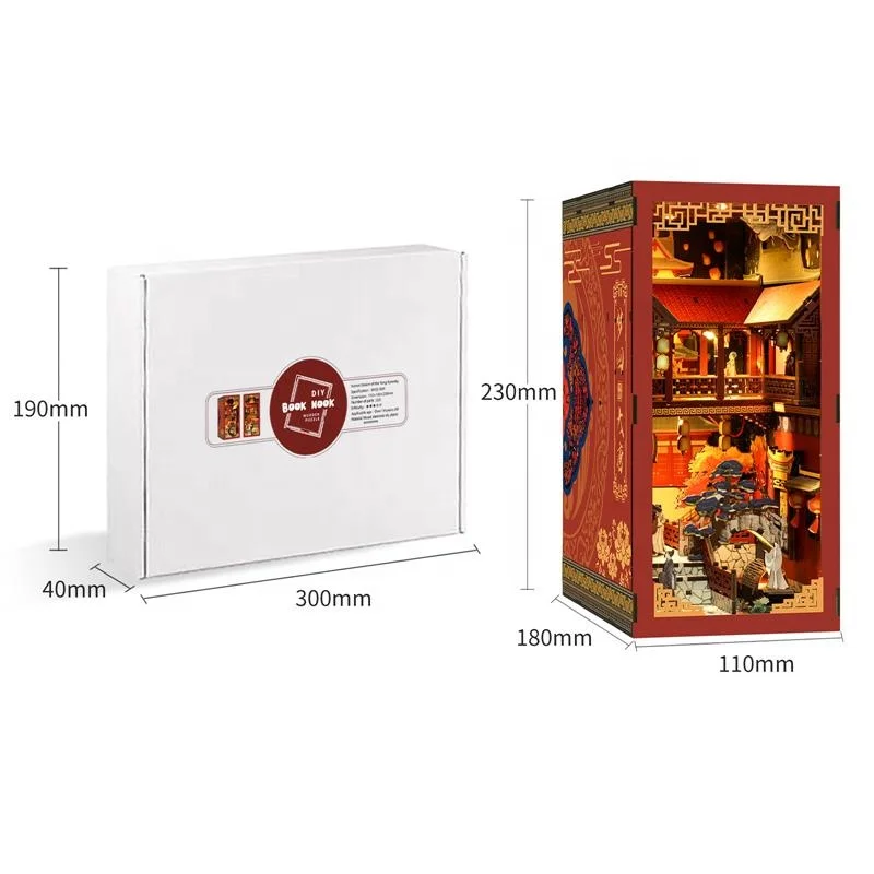 DIY Buchecke, Regaleinsatz-Sets, Traum der Tang-Dynastie, Buchstütze, Holz-Miniatur-Modellbausatz, Bücherregal für Freunde, Geburtstagsgeschenk