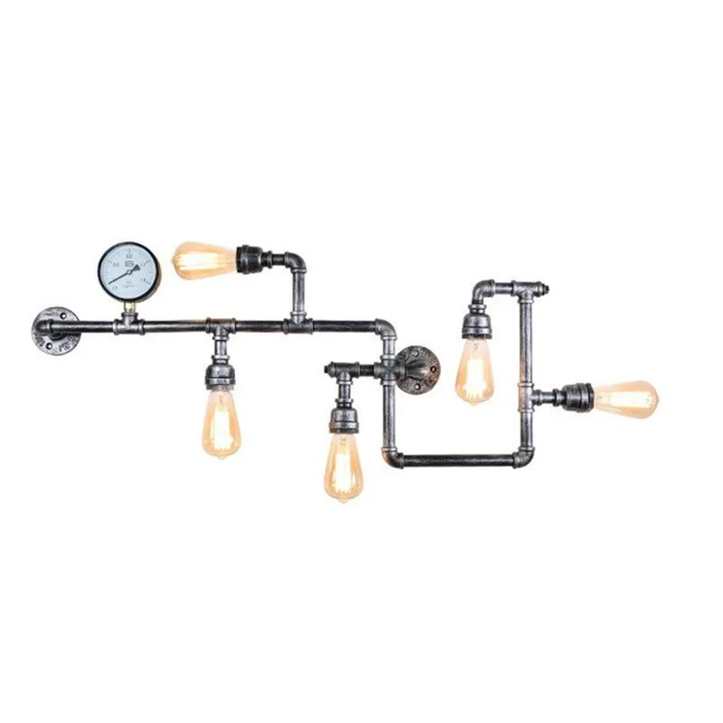 

Indoor Lighting Loft Industrial Led Wall Light Iron Rust Water Pipe Retro Lamp Vintage E27 Wall Sconces Interior Home Fixtures