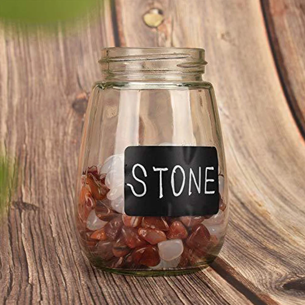 

300 pcs Chalkboard Stickers Labels For Kitchen Waterproof Removable Black Rectangular Vinyl Plastic Adhesive For Spice Bottles