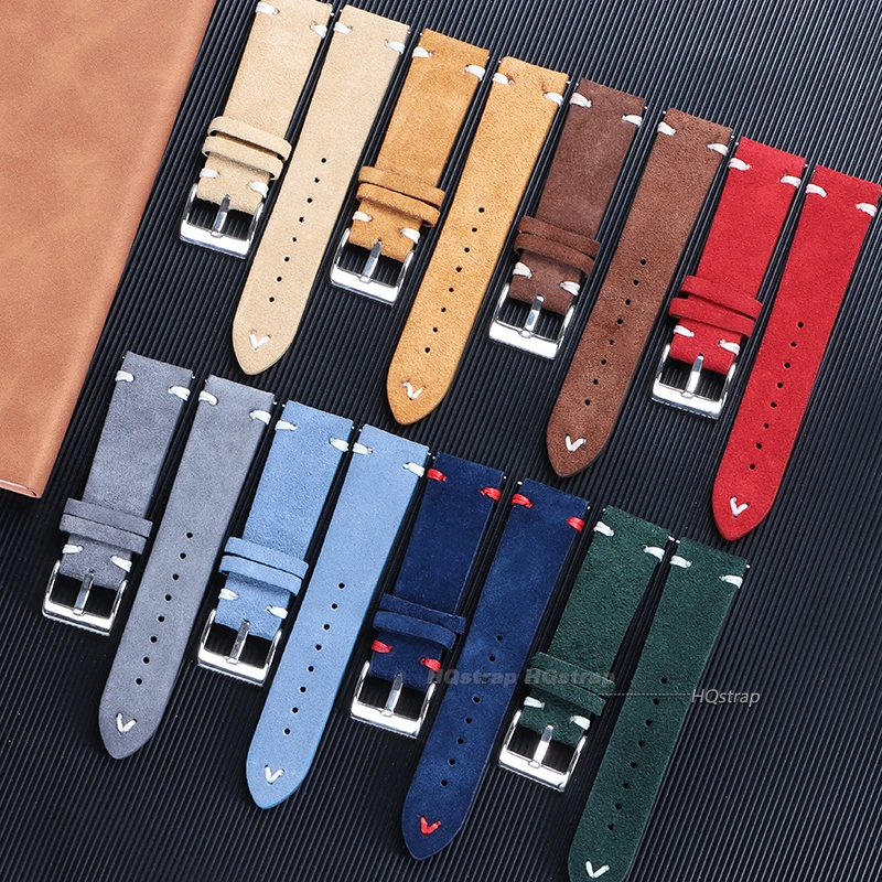 Vintage Soft Suede Leather Watchtband for Seiko Universal Quick Release Bracelet for Rolex 18 20mm 22mm High Quality Wristband