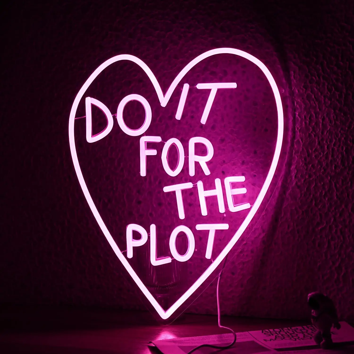 

Do It For The Plot Неоновая вывеска с регулируемой яркостью Сердце Розовые слова Неоновый свет Настенный декор для спальни Гостиная Свадебная вечеринка Бар