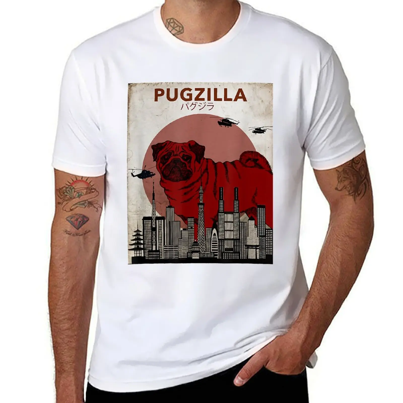 

Pug tShirt Pugzilla T-Shirt t shirt men 100% cotton luxury brand man t shirt graphic T-Shirt