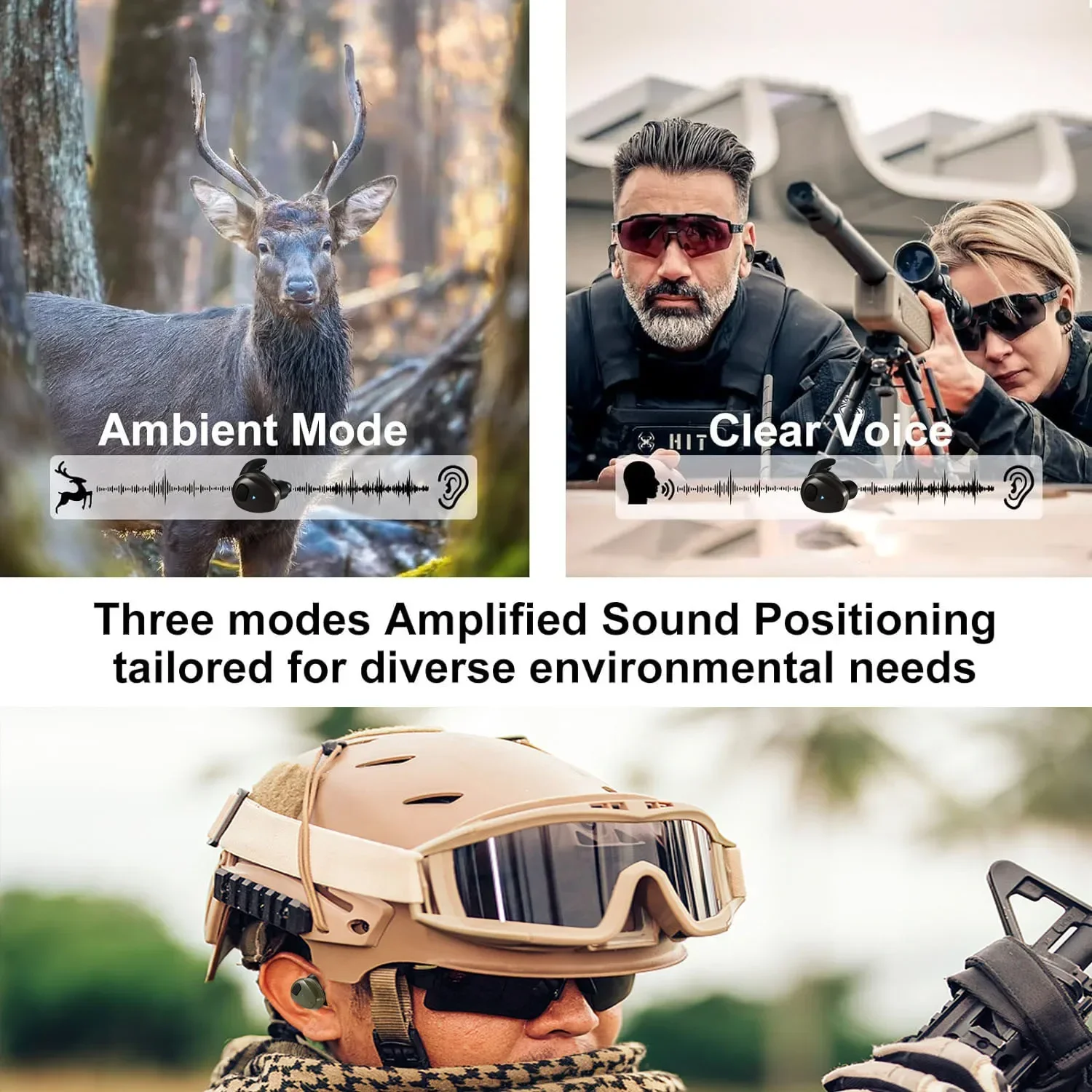 Electronic Shooting NRR27dB Bluetooth5.3 Noise Reduction Earplugs Sound Amplification Noise Cancelling Hearing Protection Earbud