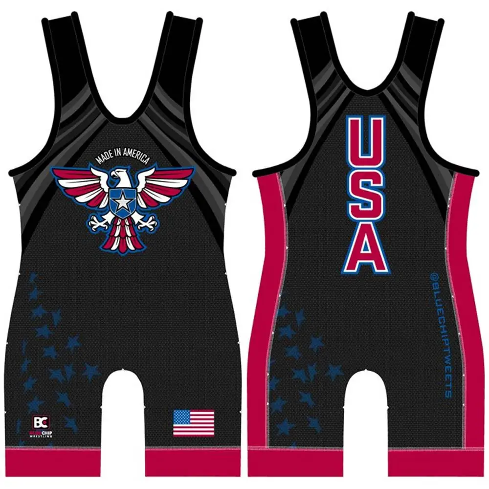 The USA Wrestling Singlets Tight Suit 2023 Mens One Piece Bodysuit Breathable Sports Weightlifting PowerLifting Fitness Skinsuit