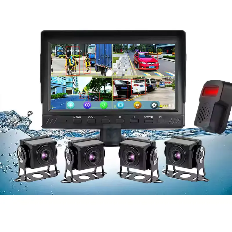 10.1 Inch Monitor Popular AI Camera Detection With 4 Cameras Outside Voice Alarm Backup BSD AI Camera for Forklift Truck
