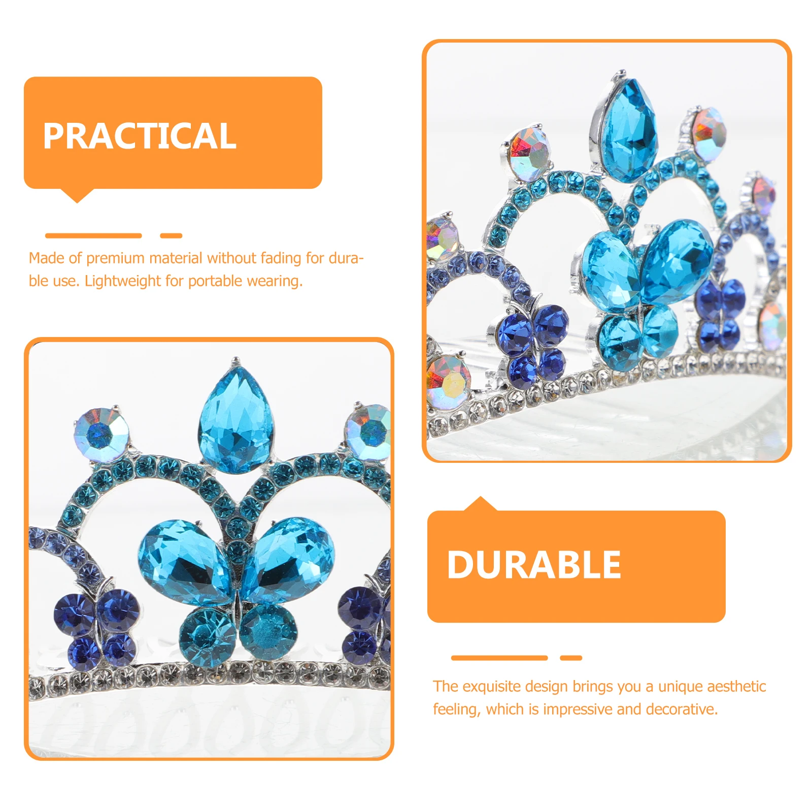 

Sparkly Rhinestone Tiara Hair Comb Kids Lightweight Dress Up Crown Headdress For Girls Birthday Party Costume Accessory