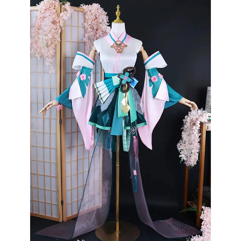 

Игра Onmyoji Linkage SSR Костюм Полный комплект Мику Косплей Фея Платье Кимоно Юката Парик Экипировка Униформа Опора Halloweena; 6'x,9;y'