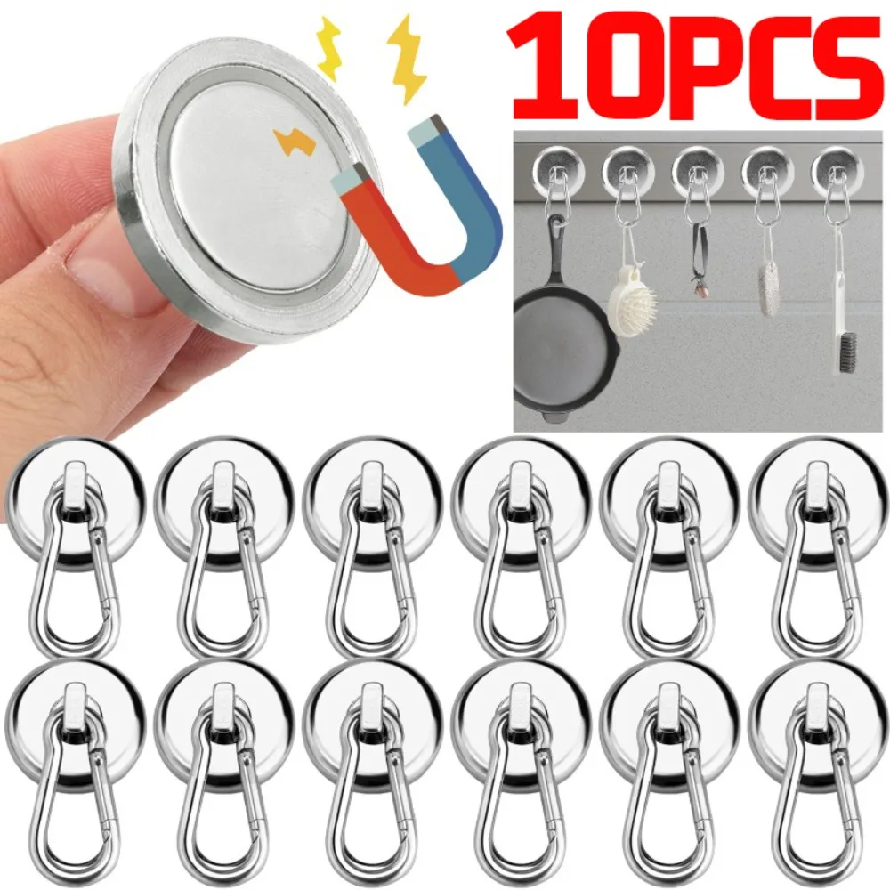 10/1PCS Carabiner Magnet Hook 360°Rotating Strong Magnetic Hook Kitchen Bathroom Garden Hanging Hook Household Storage Organizer