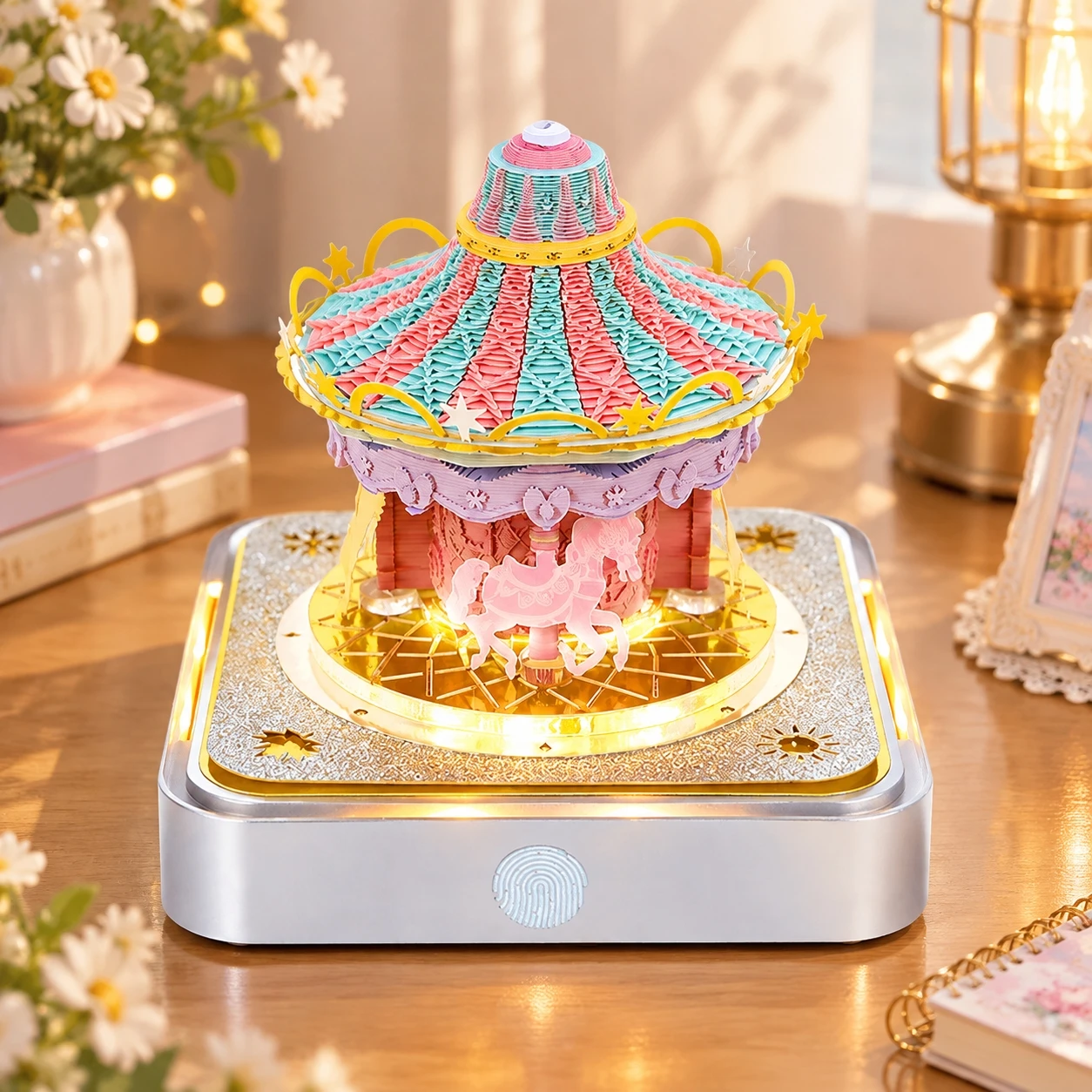 Holiday Gift 3D Paper Carved Calendar Tree House Desk Ornament Daily Tear-Off Notes for Office Home Study Decoration