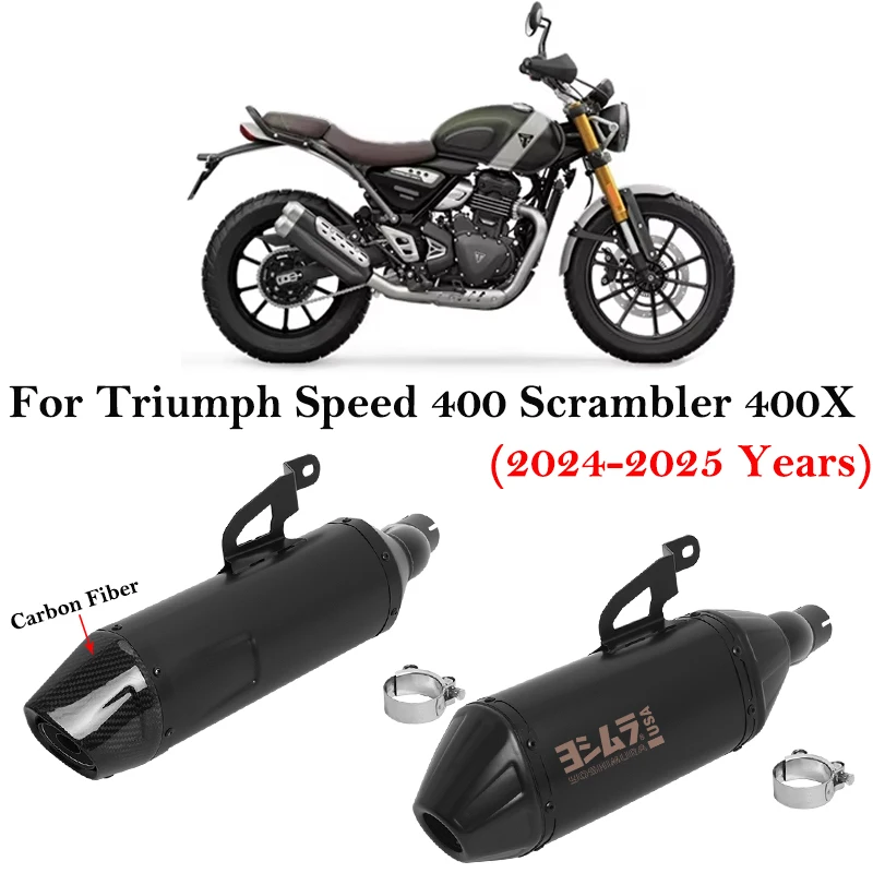 

Slip On For Triumph Speed 400 Scrambler400X 400X 2024 2025 Motorcycle Exhaust Systems Escape Mid Link Pipe Carbon Fiber Muffler