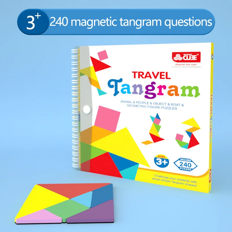 Magnetyczne puzzle tangramowe dla uczniów szkół podstawowych, zabawki poznawcze w kształcie geometrii matematycznej