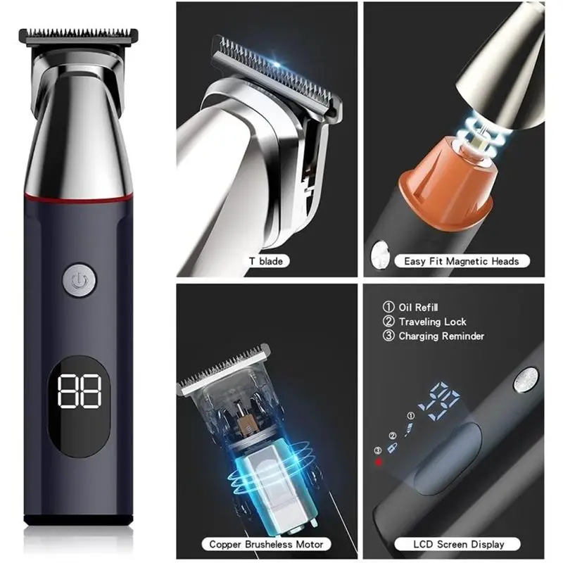 A20M Hair Trimmer Beauty Trimmer Digital Display Multifunctional Hair Clipper Electric Hair Clipper Men's Hair Removal Device