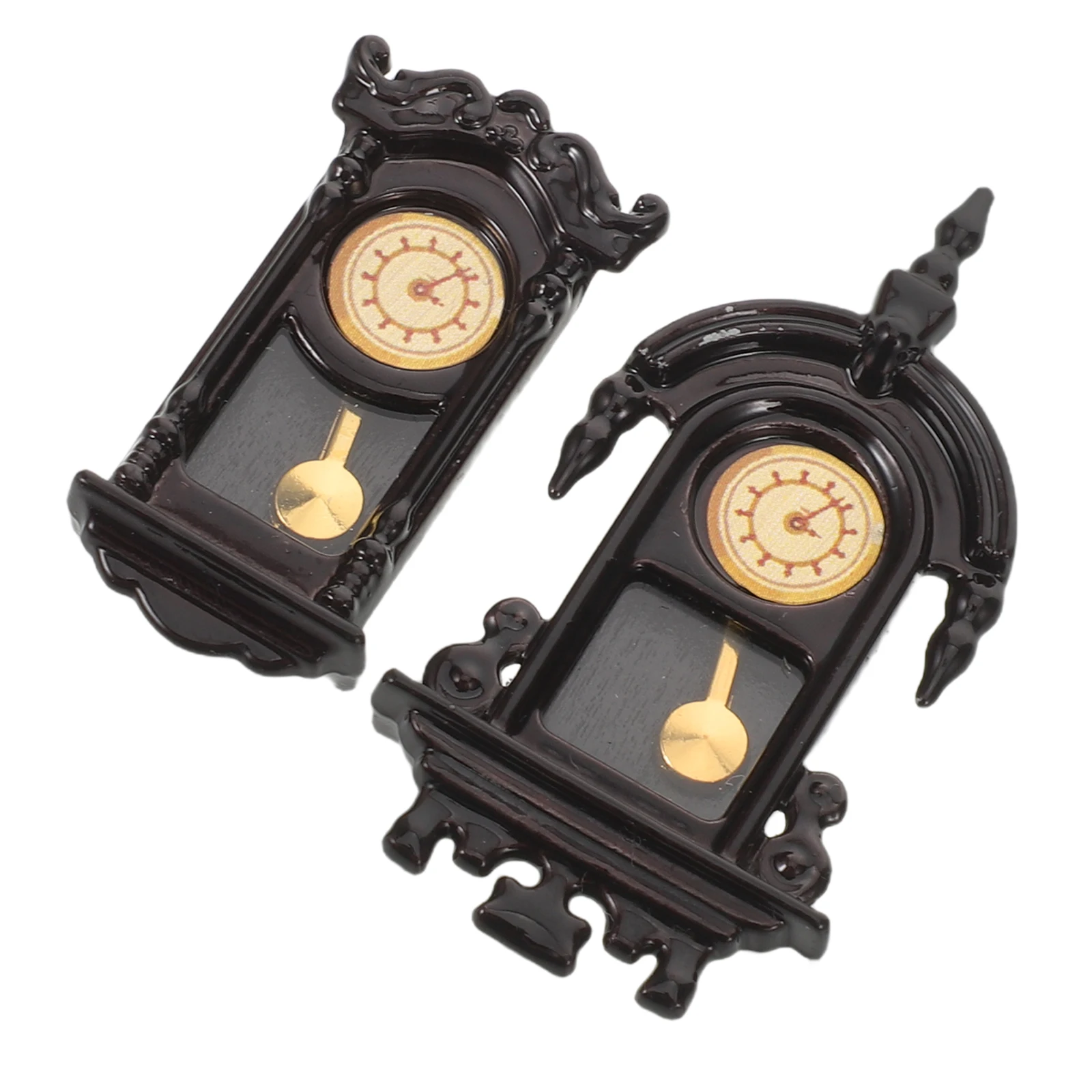 Horloge murale Miniature pour maison de poupée, 2 pièces, accessoires décoratifs pour la maison, horloges de salon, meubles en métal