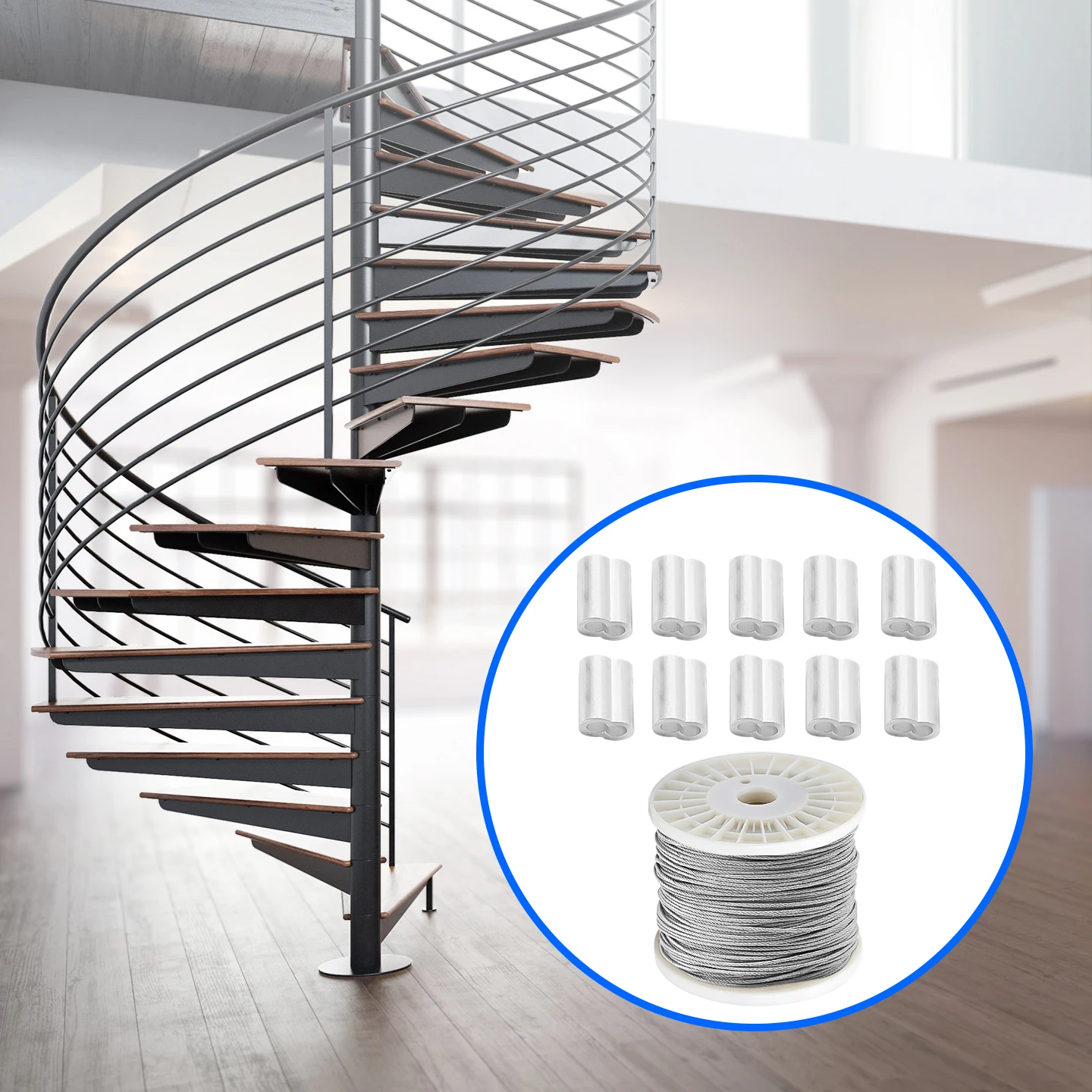 Picture 6: 10M/20M Stainless Steel Cable Rope Garden Railing Kit, 304 Stainless Steel Rope, 2mm Outdoor Steel Cable