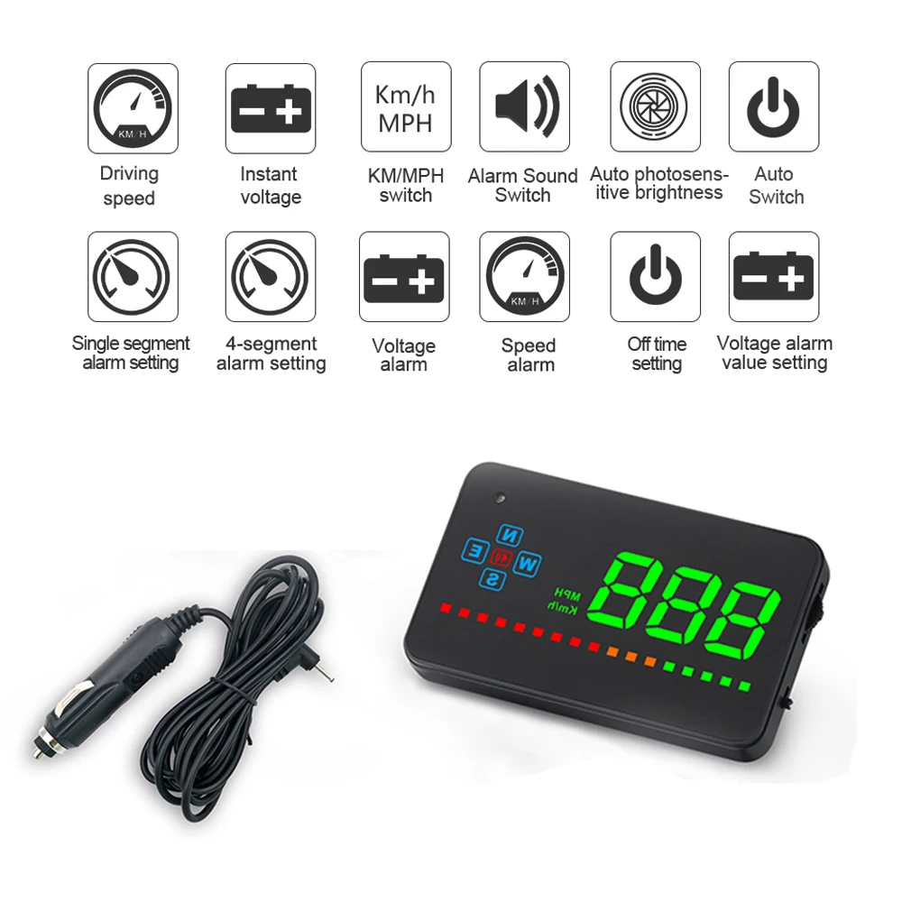 A2 GPS HUD Head Up Display Digital Speedometer Electronics Auto Windshield Projector Speed Alarm Car Accessories