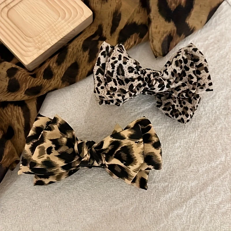 Leopardenmuster Haarschleife für Damen, Retro Hochpferdeschwanz-Haarspange, Haarknoten-Haarklammer für den Hinterkopf