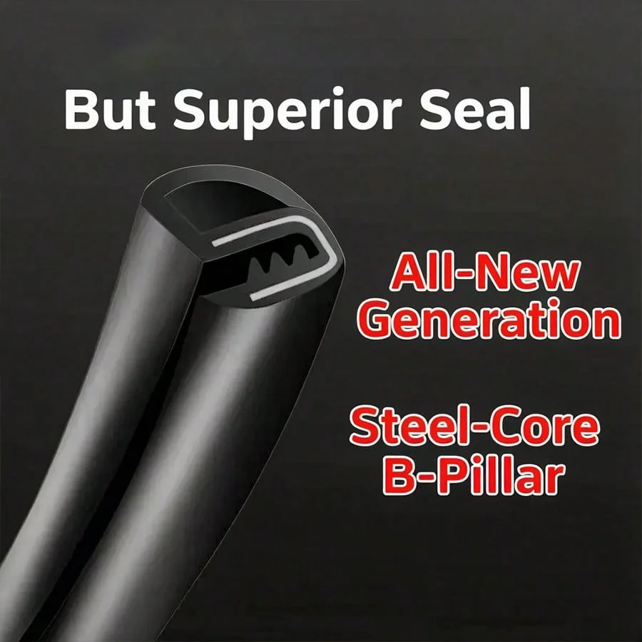 

Car B-Pillar Weather Stripping Seal, U-Shaped Rubber Seal with Steel Band, No Glue Required Easy Install Soundproof Dustproof Window Hollow Side Molding Trim for All Cars