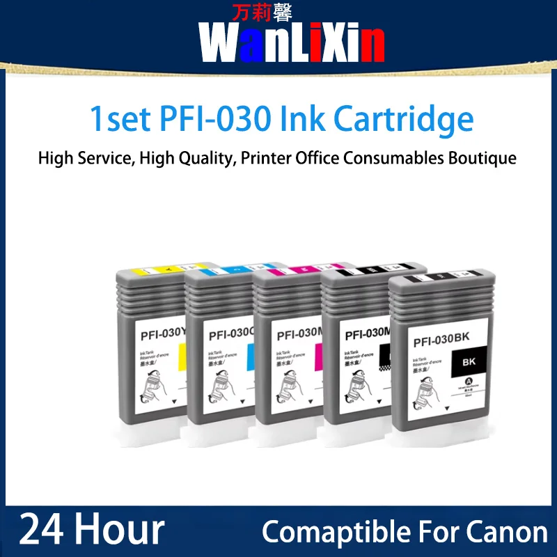 

1 комплект, 5 цветов, чернильный картридж PFI-030, совместимый с принтером Canon imageprograf TA20 TA30 TA-5200 TA5300