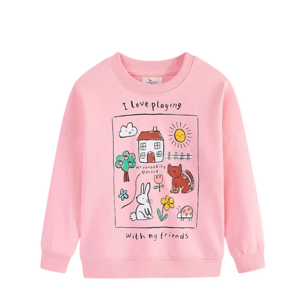 Jumping Meters New Design Long Sleeve Kids Girls Sweatshirt Autumn Winter Children's Clothing Sport Kids Shirts Cute Design