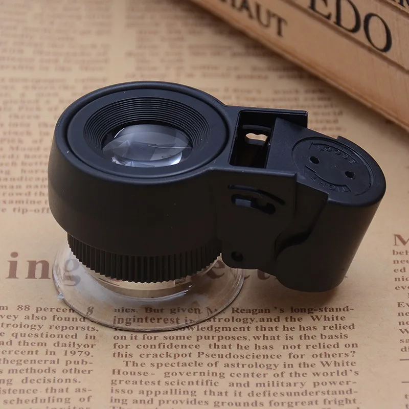 

Magnification 45X Lighted Jewelry Magnifier Jade Stamps Printing Textile Magnifying Glass with Light LED Identify Checking Loupe