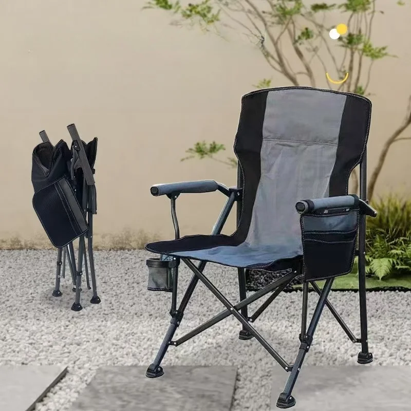 Custom Heavy Duty Folding Camping Chair, High Back, 330 Lb Stand, Thickened Oxford, Cup Holder, Tote Bag