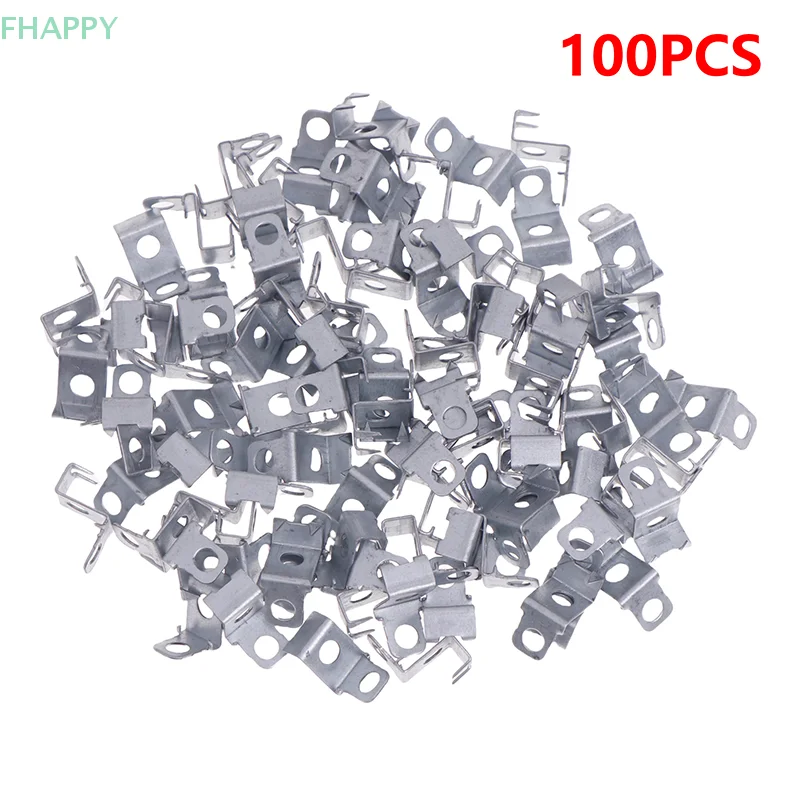 100 Uds. Letras de canal 3D oreja colgante señal de Metal de acero inoxidable instalación fijación pieza de repuesto Hardware publicitario