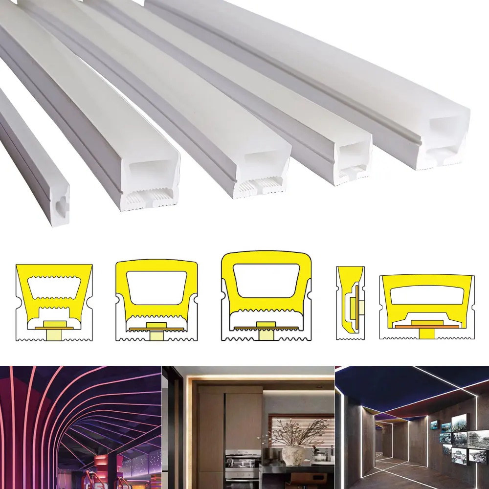 Tubo de cuerda de neón LED, tubo de lámpara suave Flexible de Gel de sílice IP67 resistente al agua para WS2811 WS2812B WS2813 WS2815 COB, tira de luz LED de 1m-5m