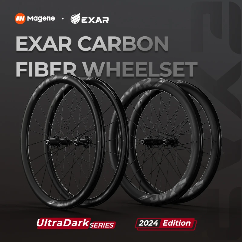 

EXAR Ultra Dark Carbon Fiber Wheelset 2024 Disc Brake Integral Front Rear Wheels Inertia Stability Ceramic Bearing