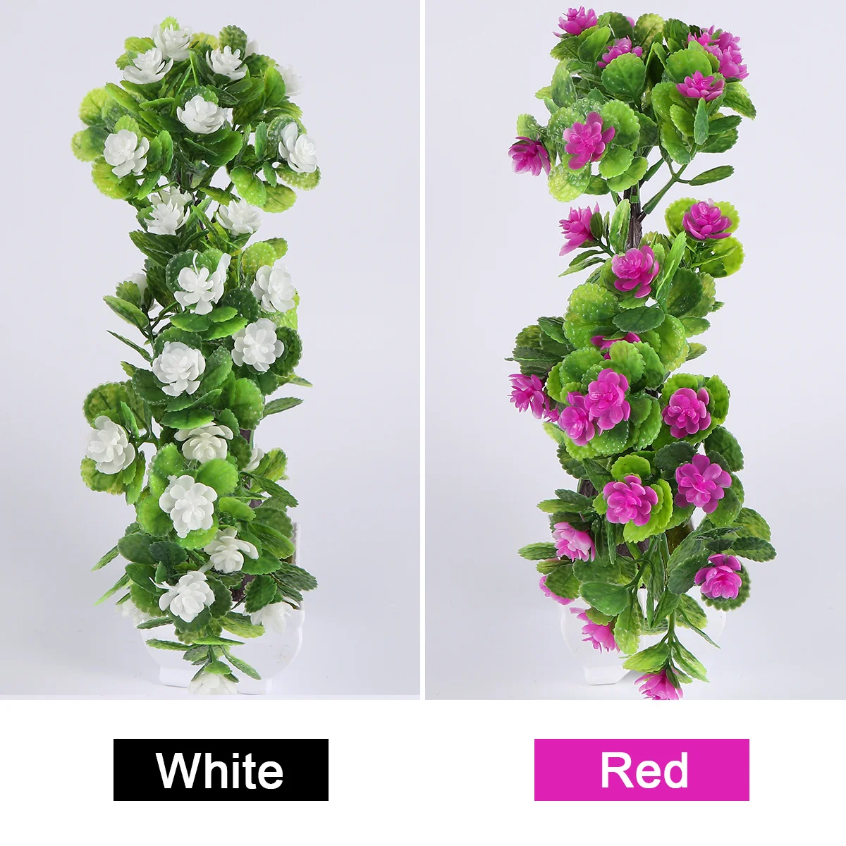 

2Pcs Creative Potted Plant Plastic Bonsais Beautiful Decor for Home Courtyard Garden No Soil Water Needed Red White