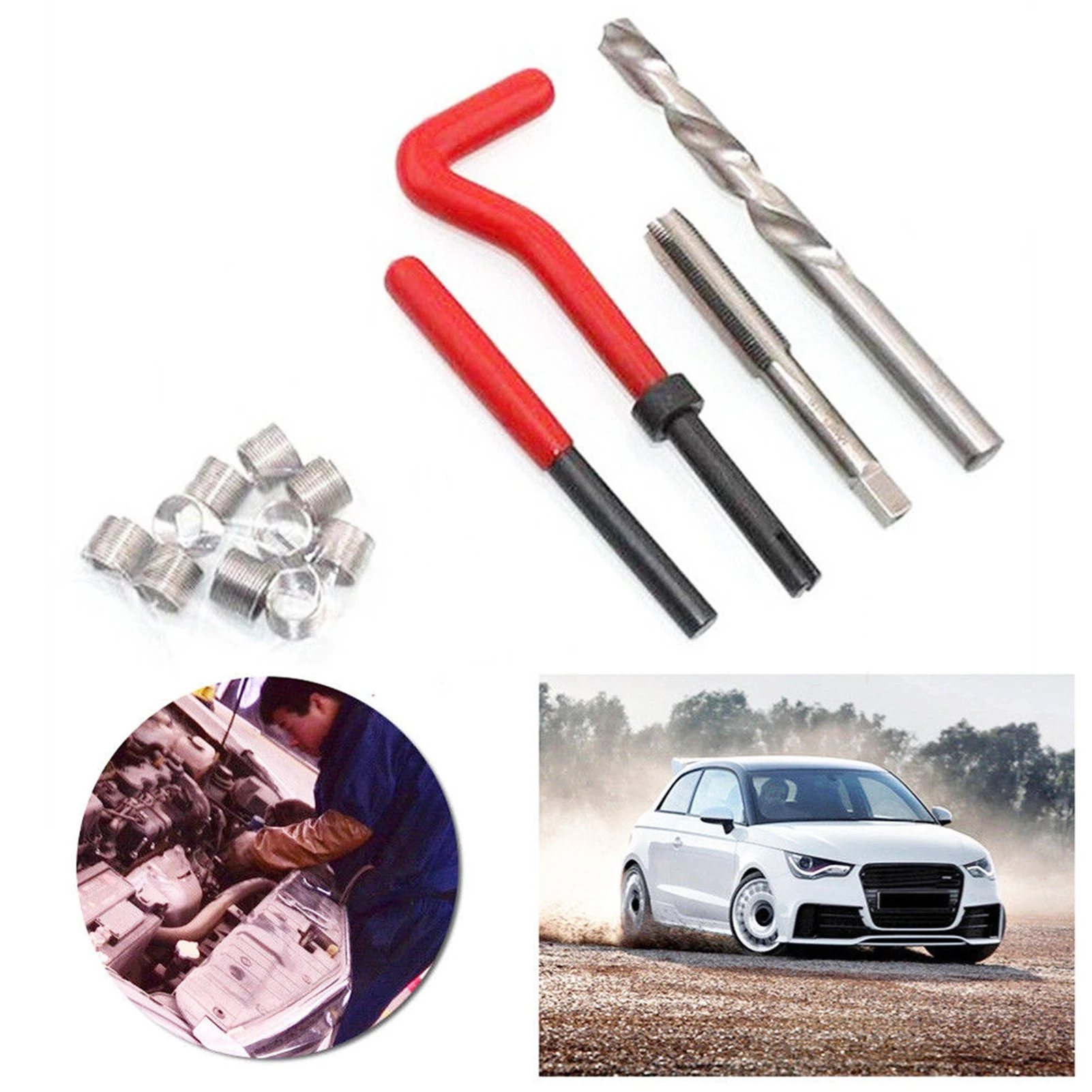 【Sale】15-30Pcs Metric Thread Repair Insert Kit M5 M6 M8 M10 M12 M14 Helicoil Car Pro Coil Tool M14 * 1.5 Thread Repair Insert