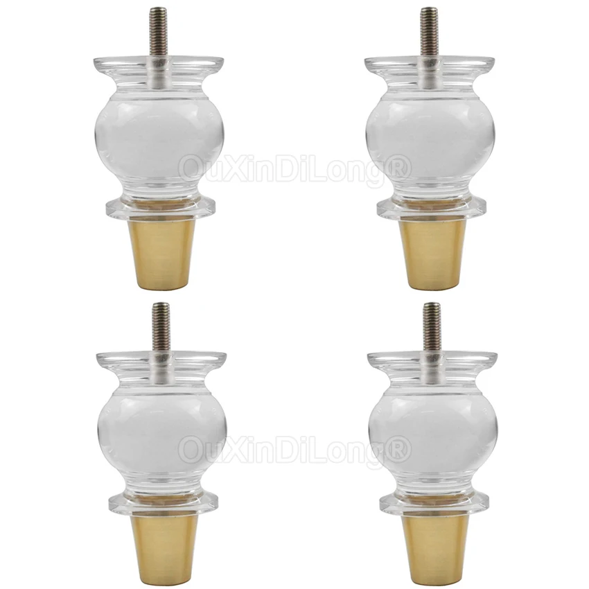 

4PCS Gourd Shape Acrylic Clear Furniture Legs Replacement Sofa Couch Feet Decor for Cabinet Dresser Home DIY Legs GF1501