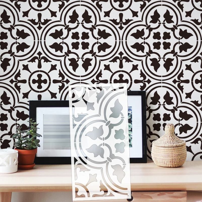 

Декоративный трафарет для рисования 40-80 см, настенный шаблон в стиле рококо, барокко, ретро, роскошная винтажная мебель, дизайн пола S225