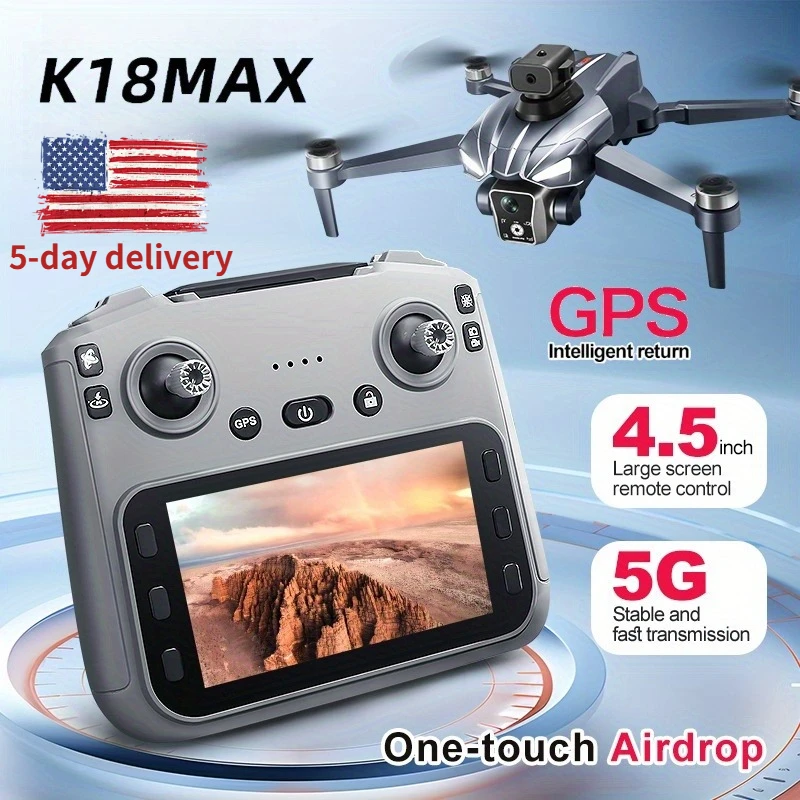 K18MAX 5G GPS Drone 8K HD Camera 4.5 Screen Remote - Aerial FPV Intelligent Obstacle Avoidance Folding Quadcopter Birthday Gift