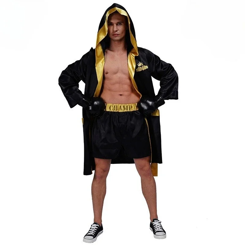 

Halloween Boxing Wrestling Cosplay Costume Satin Robe with Championship for Women Men Stage Performance Fight-Themed Parties