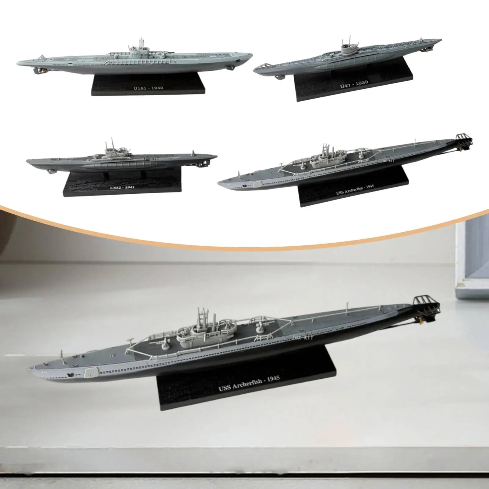 1/350 Submarine Cruiser Model Teaching Aids Realistic Ornament Simulation Ship Model with Display Stand for Bedroom Living Room