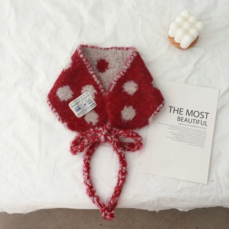 Lieve en schattige damessjaal met golfdotpatroon, nieuwe herfst- en winterstijl, multifunctionele oorverwarmende sjaal