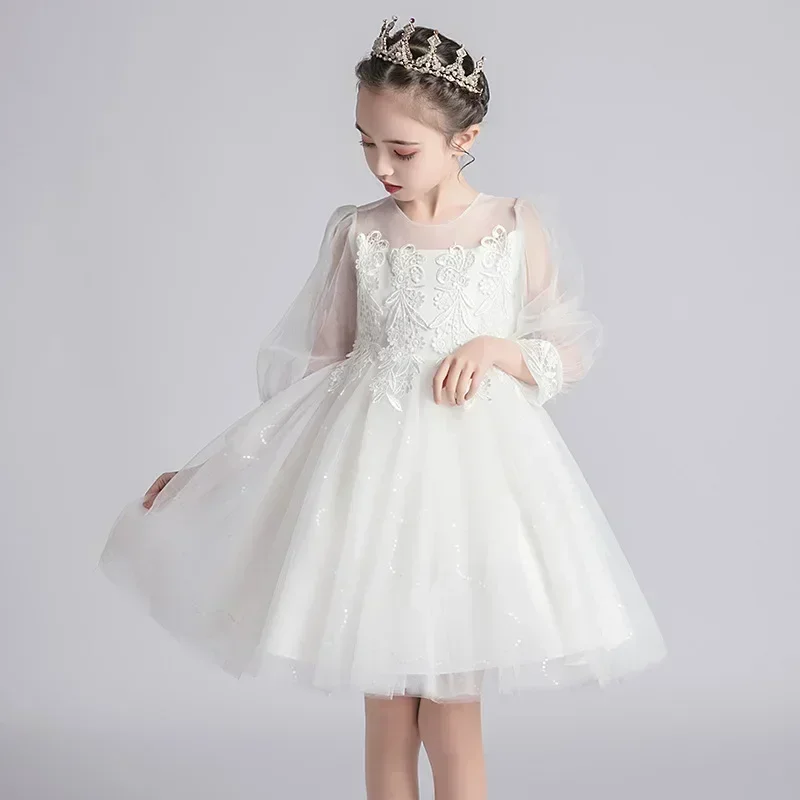 Vestido para niña, nueva versión coreana, falda acampanada, vestido para niño, vestido de princesa para niña, vestido de actuación de piano, primavera 2024