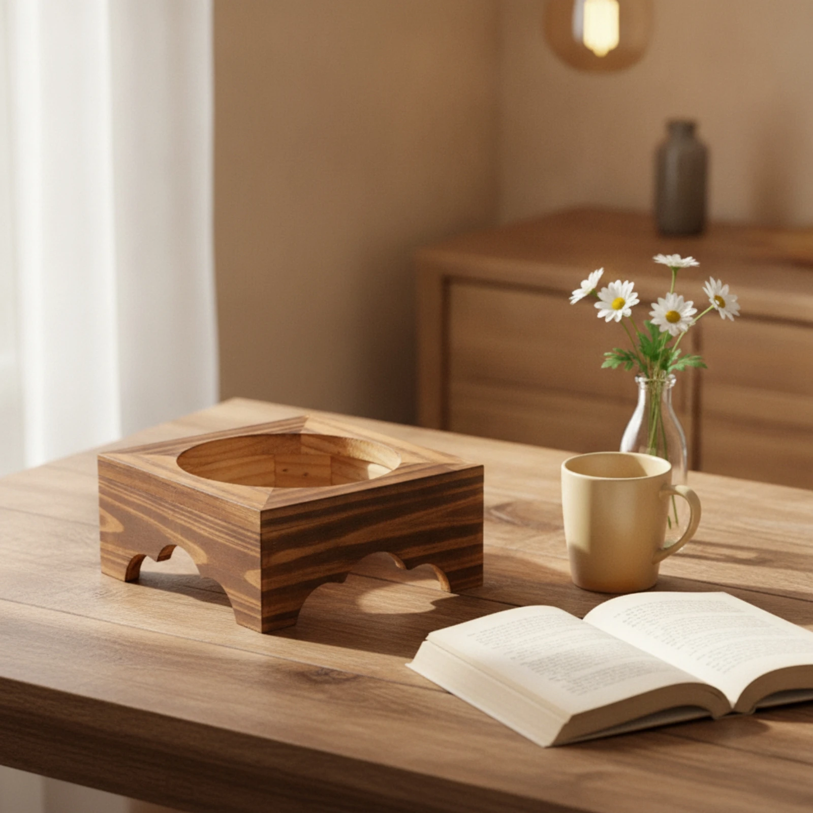 Wooden Pot Stand Polished Bamboo Trivet Pot Stand with Circular Opening Raised Eco-Friendly for Home Cooks, Tabletop Serving view 5