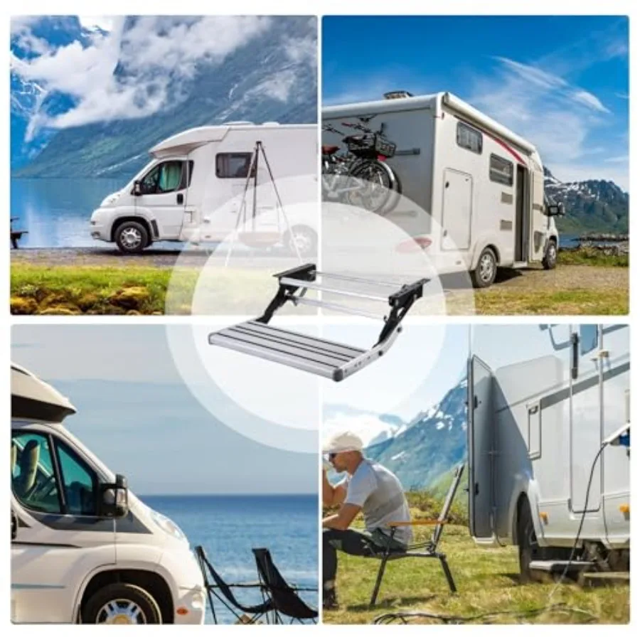 خطوة RV اليدوية القابلة للطي مع شريط غير قابل للانزلاق لتحسين السلامة والراحة في المنازل المتنقلة Campervans RVs ومقطورات السفر #4