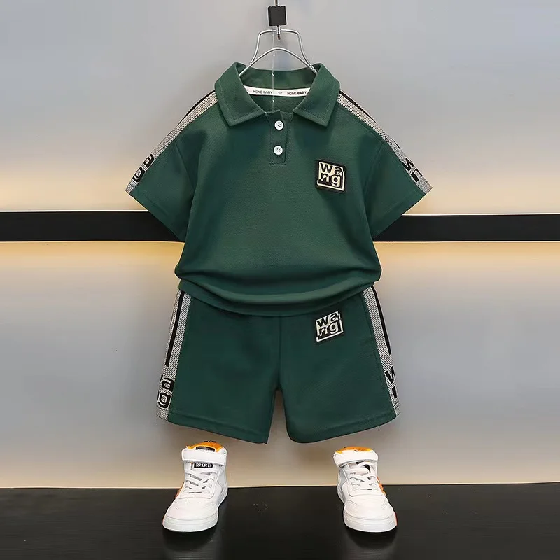 Infant Summer Children Boys Girls Cotton Clothes Kids Lapel T-shirt + Shorts 2Pcs/Sets Toddler Tracksuit Infant Casual Outfits